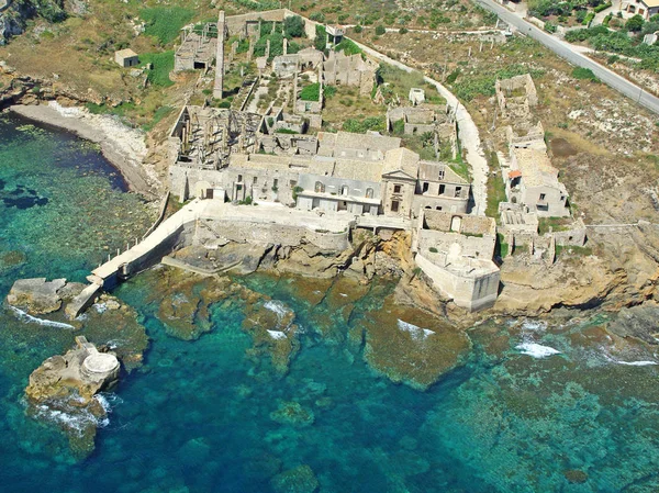 Aerial view of ancient tuna fishery in Porto Palo Capopassero Royalty Free Stock Photos