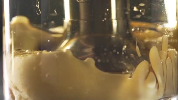 Der Koch verwendet den Mixer, um die Mayonnaise herzustellen — Stockvideo