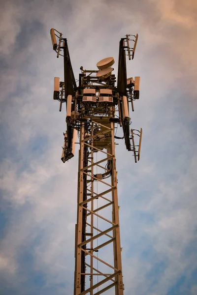 Mobile Phone Tower Cloudy Sky — Stock Photo, Image