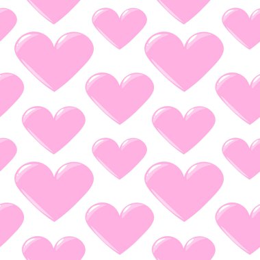 Pembe 3D kalpleri olan kusursuz bir desen. Kusursuz bir aşk örneği. Sevgililer günü ya da düğün için desen