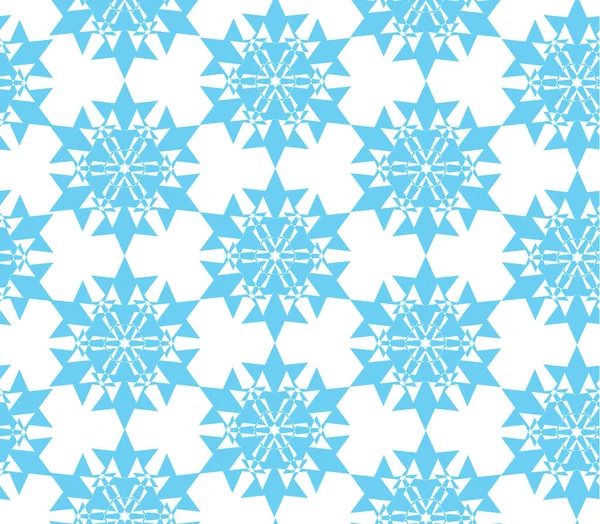 Vector naadloos patroon met sneeuwvlokken. Blauwe sneeuwvlokken op witte achtergrond. — Stockvector
