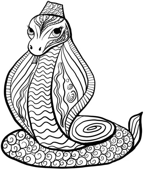 Serpente Zentangle Vetorial Página Para Colorir Para Adultos Zentangle Colorir — Vetor de Stock