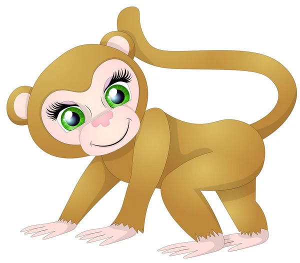 A cute cartoon orangutan ape monkey animal character with big green eyes. -  Stock Image - Everypixel