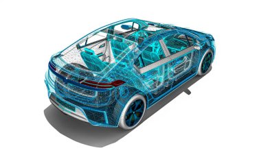 Bir tel çerçeve / tel çerçeve teknolojisini temsil eden 3D görüntüleme