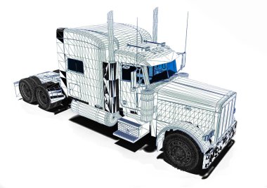 3D görüntüsü bir kablo çerçevesini temsil ediyor. Amerikan kamyonu / tel çerçeve teknolojisi