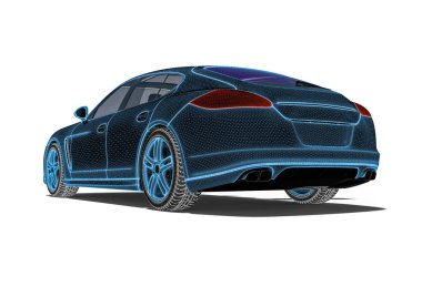 Bir tel çerçeve / tel çerçeve teknolojisini temsil eden 3D görüntüleme