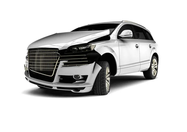 Bir araba kazasını temsil eden 3D görüntüleme / Beyaz Enkaz arabaları bir kazada