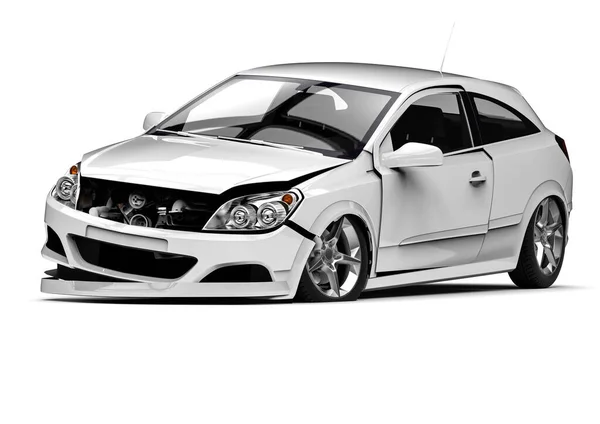 Görünür hasarlı bir arabayı temsil eden 3D görüntüleme