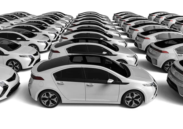 3D görüntüsü, ortada yeşil bir araç filosunu temsil ediyor. 