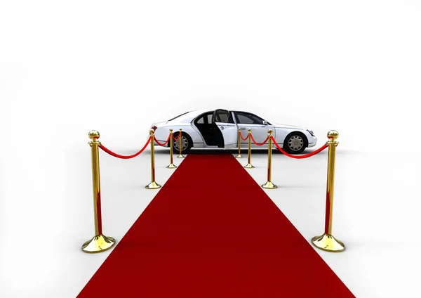 3D render image representing an red carpet with a private jet and a uxury car / Red carpet Private jet with a Luxury Car