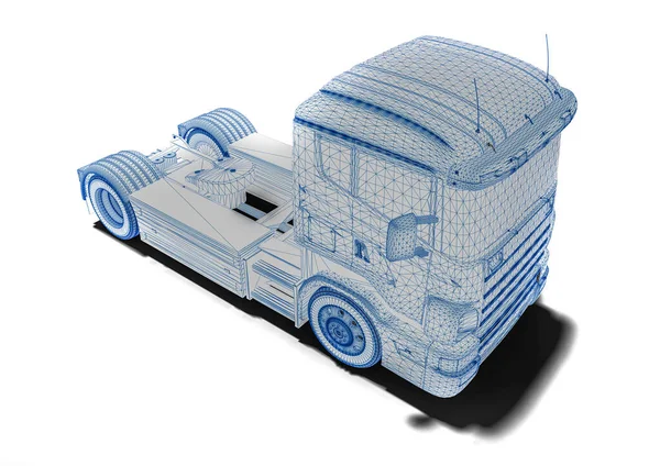 3D render image representing an wire frame truck / Wire frame technology