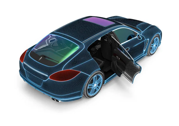 Render Image Representing Wire Frame Car Wire Frame Technology — Stock Photo, Image