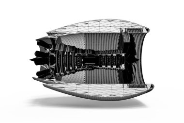 Bir bilgisayar yazılımı yardımıyla uçak motorunun gelişimini temsil eden 3D görüntüleme 