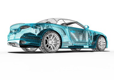 Tel çerçeve / Wire Frame SUV içerisinde lüks bir arabayı temsil eden 3D görüntüleme