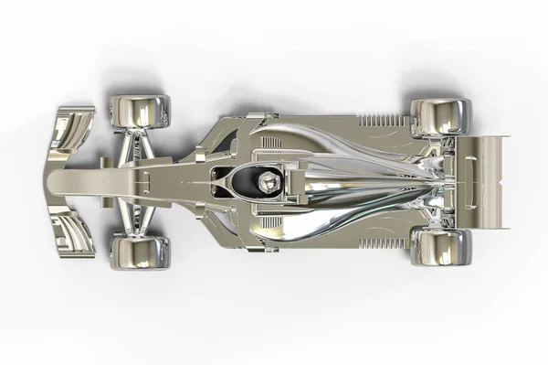 금속이나 크롬으로 만들어 경주용 자동차의 모습을 렌더링 — 스톡 사진