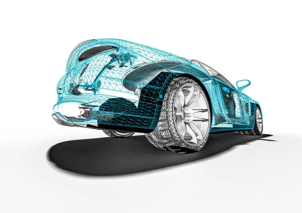 Renderbild Eines Luxusautos Drahtgestell Wire Frame Suv — Stockfoto