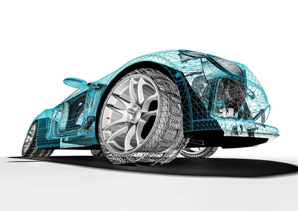 Tel çerçeve / Wire Frame SUV içerisinde lüks bir arabayı temsil eden 3D görüntüleme