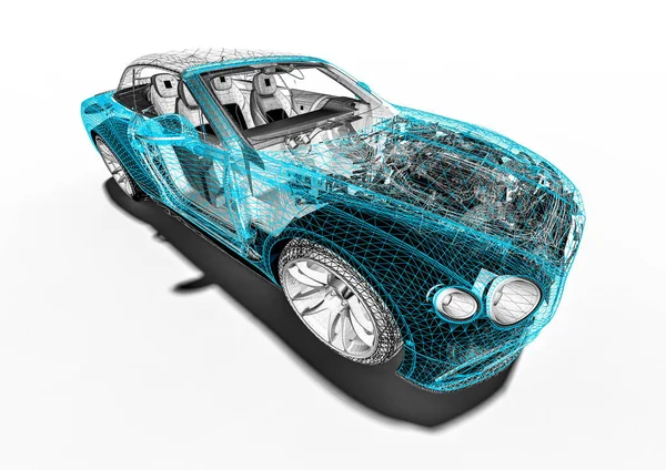Tel çerçeve / Wire Frame SUV içerisinde lüks bir arabayı temsil eden 3D görüntüleme