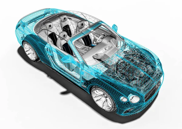 Tel Çerçeve Wire Frame Suv Içerisinde Lüks Bir Arabayı Temsil — Stok fotoğraf