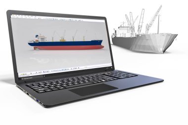 Bir gemi gemisinin gelişimini temsil eden 3D görüntüleyici 