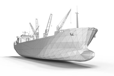 Bir gemi gemisinin gelişimini temsil eden 3D görüntüleyici 