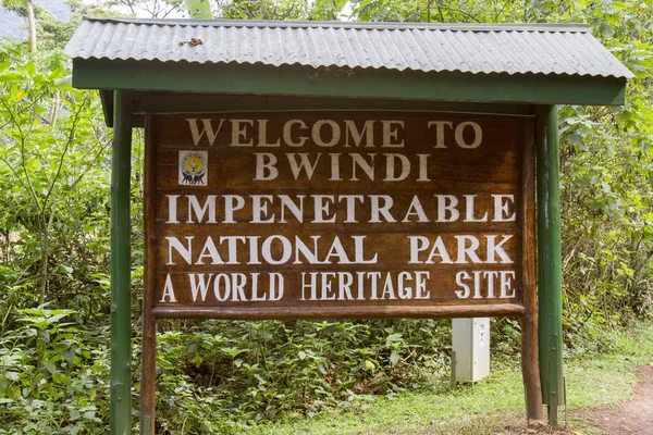 Entrance sign, Bwindi Impenetrable Forest National Park, Uganda