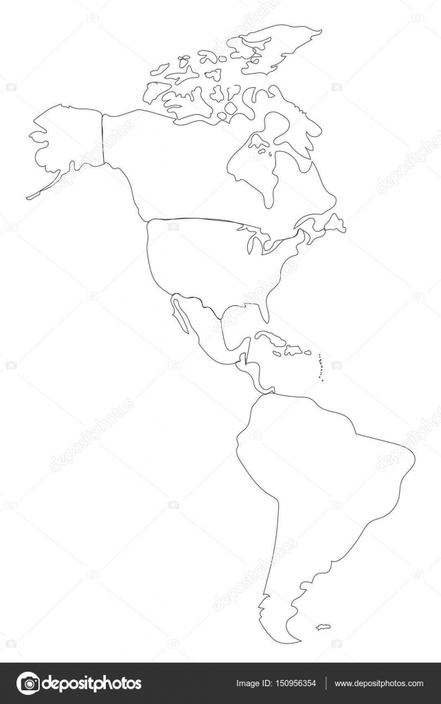 Line Vector Outline Of North And South America Stock Vector C Karenfoleyphotography 150956354