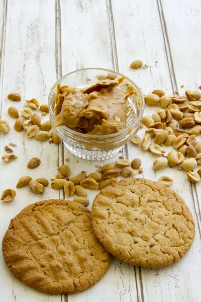 Fresh baked peanut butter cookies with nuts