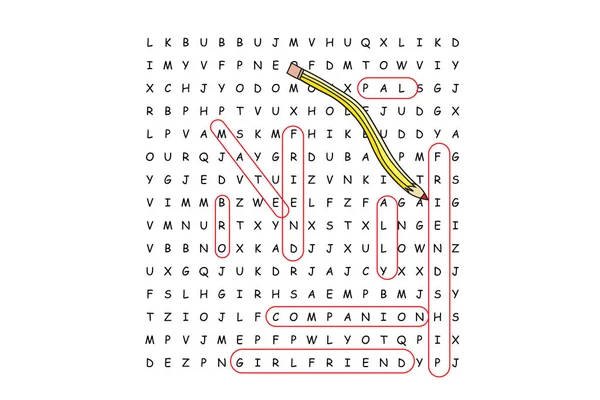 Finding friendship word search puzzle