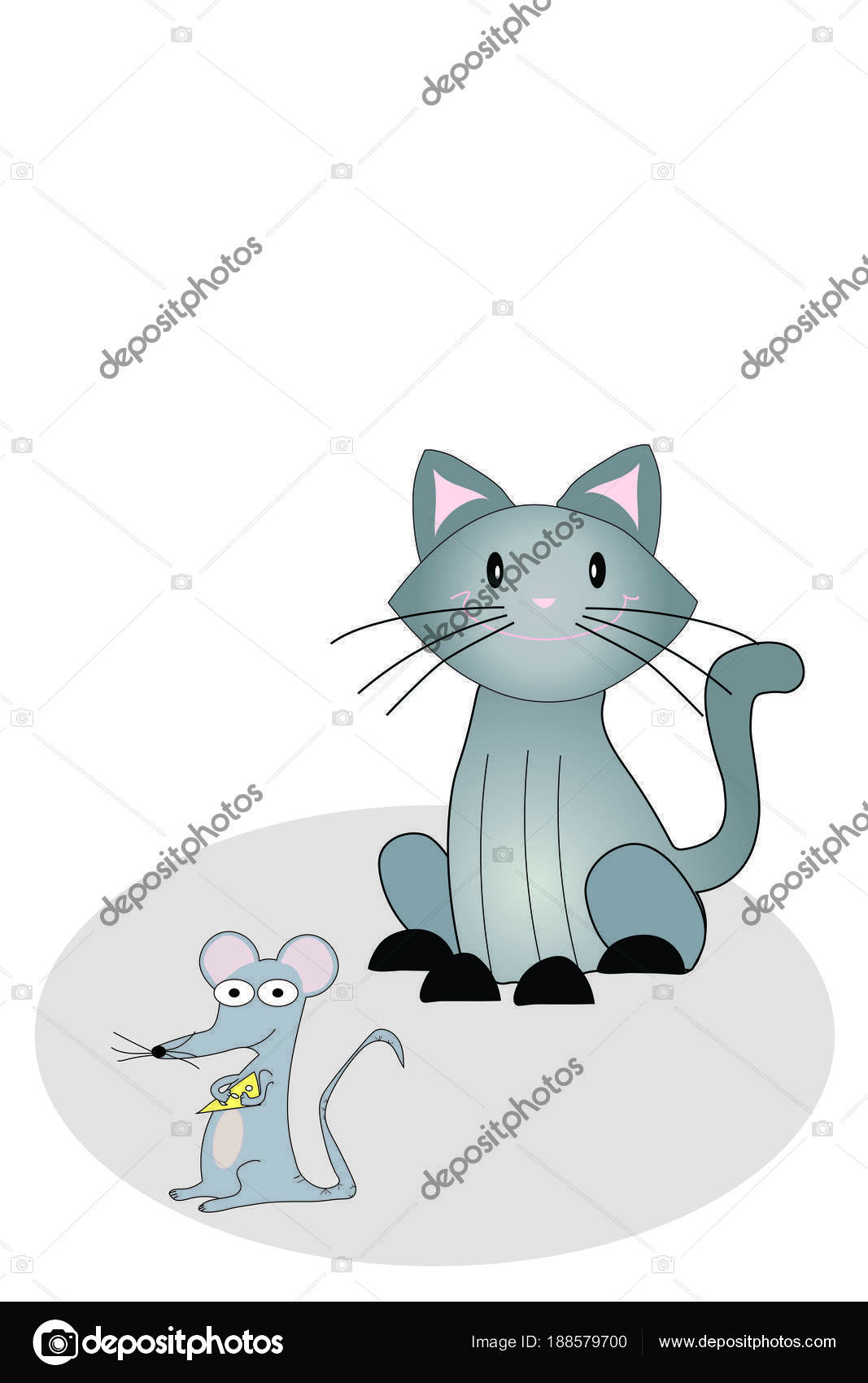 Illustré De Chat Et La Souris Sur Le Tapis Gris Image