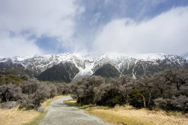 Διαδρομή Πεζοπορίας Hooker Valley Στο Mount Cook Νέα Ζηλανδία — Φωτογραφία Αρχείου