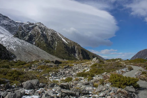 Tor Turystyczny Hooker Valley Mount Cook Nowa Zelandia — Zdjęcie stockowe