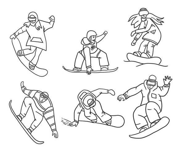 Snowboard body silhouetten - schetsen — Stockfoto
