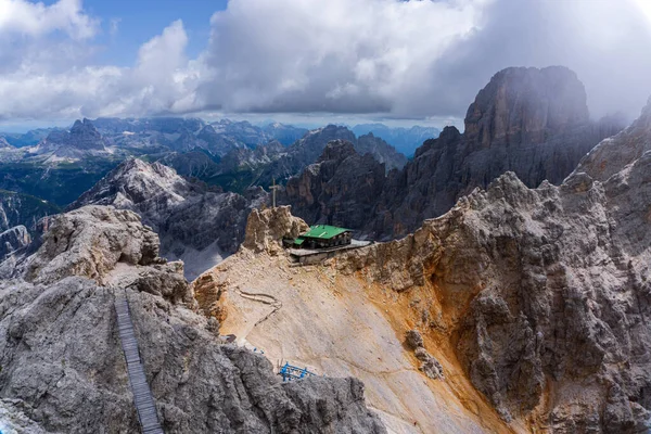 Refugio Cima Del Monte Cristallo Dolomitas Italia Panorama Dolomitas Con — Foto de Stock