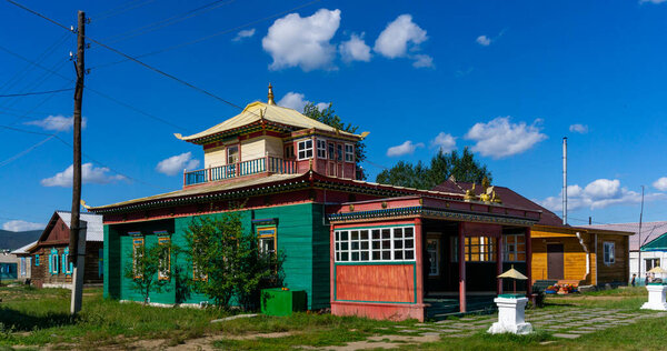 Small cameral rural Buddhist in the Ivolginsky Datsan, russian centre of Buddhism on the steppe near Ulan Ude, Buryatia, Central Asia