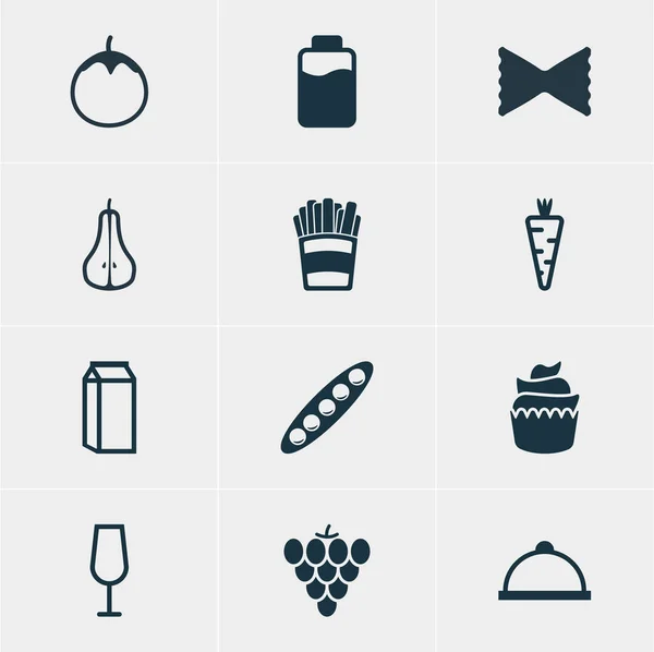 Вектор развития: 12 иконок для еды. Editable Pack of Bean, Goblet, Veggie and Other Elements . — стоковый вектор