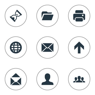 9 basit uygulama simgeler kümesi. Topluluk, baskı, Web ve diğer gibi öğeleri bulunabilir.