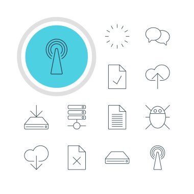 12 Internet simgeler vektör Illustration. Dikkat, Cloud Download, konuşma düzenlenebilir Pack ve diğer öğeleri.