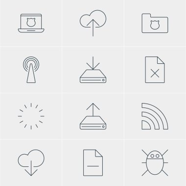12 Web Simgeler Vektör Illustration. Düzenlenebilir paket gizlilik Doktor, dosya, veri yükleme ve diğer öğeleri kaldırma.