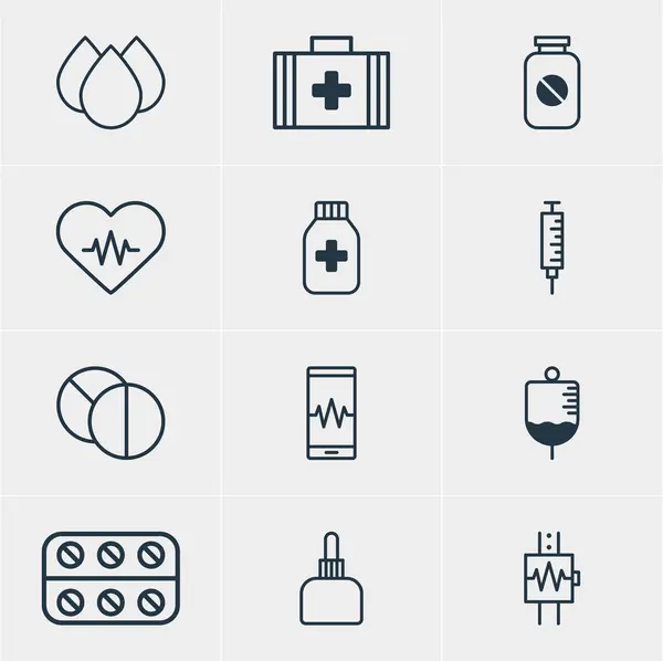 Vector Illustration Of 12 Health Icons. Editable Pack Of Antibody, Trickle, Vaccinator And Other Elements. — Stock Vector