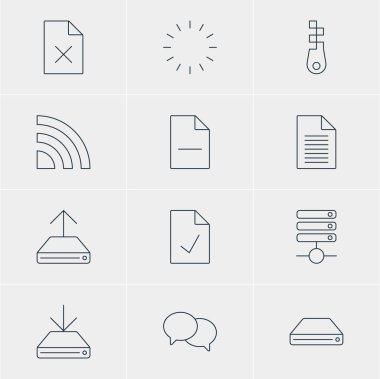 12 Internet simgeler vektör Illustration. Dikkat, düzenlenebilir paket kontrol Not, veri silme ve diğer öğeleri.