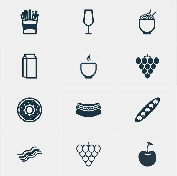 Ilustración vectorial de 12 iconos de la cocina. Paquete editable de pastel, tipo de baya, copa y otros elementos . — Vector de stock