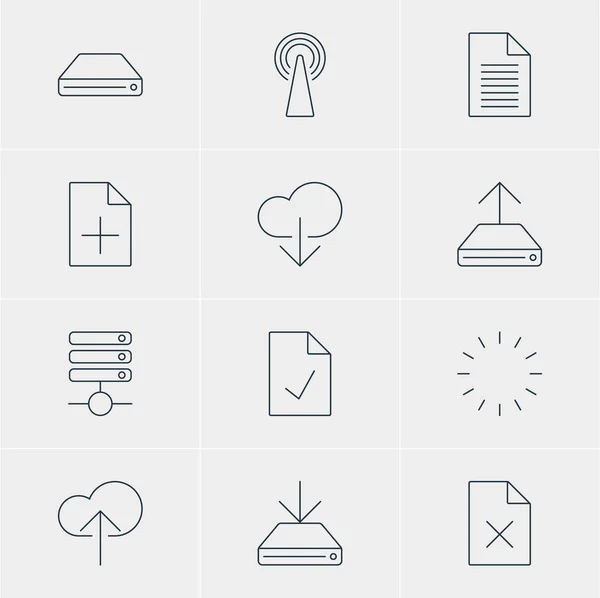 Ilustracja wektorowa 12 ikon Internetu. Można edytować pakiet informacji obciążenia, sprawdzone, Uwaga, Uwaga i innych elementów. — Wektor stockowy