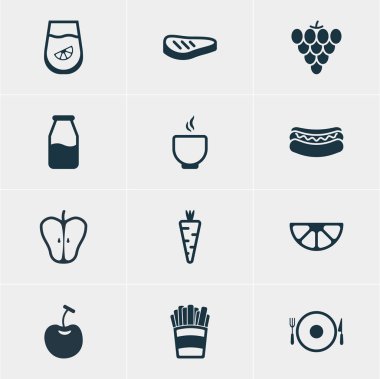 12 pişirme simgeler vektör Illustration. Düzenlenebilir paket hizmet, patates, Jonagold ve diğer öğeleri.