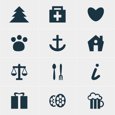 Check-In 12 simgeler vektör Illustration. Düzenlenebilir paket ev, eczane, Cafe ve diğer öğeleri.