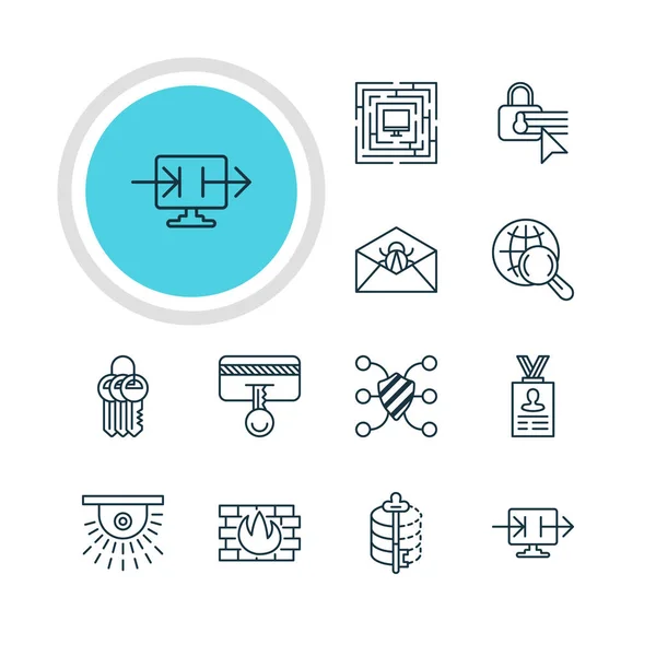 Ilustracja wektorowa 12 ikon ochrony. Można edytować pakiet zabezpieczeń systemu, Internet Surfing, opcji poufności i innych elementów. — Wektor stockowy