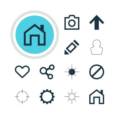 12 kullanıcı simgeler vektör Illustration. Düzenlenebilir Pack erişim engellendi, tam parlaklık, kalem ve diğer öğeleri.