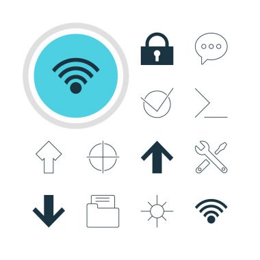 12 kullanıcı simgeler vektör Illustration. Güneş ışığı, mesaj, Evet ve diğer öğeleri düzenlenebilir sürüsü.