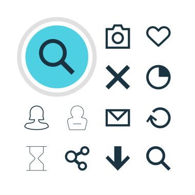 12 üye simgeler vektör Illustration. Yayımla, mektup, düzenlenebilir paket çıkarmak kullanıcı ve diğer öğeleri.