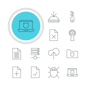 12 Web Simgeler Vektör Illustration. Düzenlenebilir paket yönlendirici, Cloud Download, Checked Not ve diğer öğeleri.